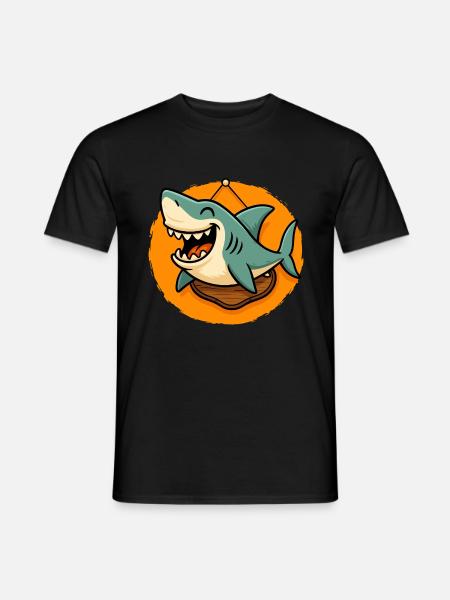Requin qui rit avec support mural - T-shirt homme - noir