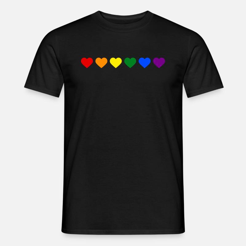 Regenbogenherzen - Männer T-Shirt - Schwarz
