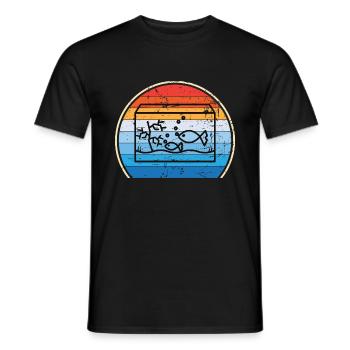 Retro Aquarium Aquaristik Fische Heimaquarium - Männer T-Shirt - Schwarz - Vorne - AI Model Male 178 light (178cm)