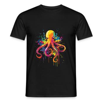 Pieuvre Pieuvre Pieuvre Pop Art Couleur Colorée - T-shirt homme - noir - Devant - AI Model Male 178 light (178cm)