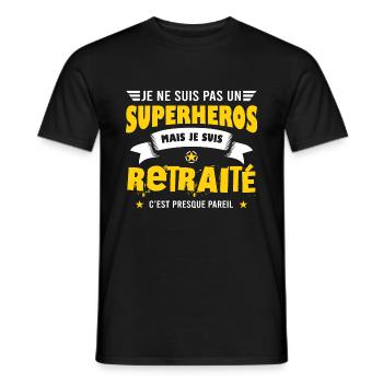 Retraité humour cadeau départ à la retraite - T-shirt homme - noir - Devant - AI Model Male 178 light (178cm)