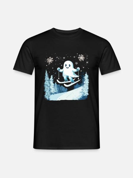 Geist Skifahrer Halloween - Männer T-Shirt - Schwarz