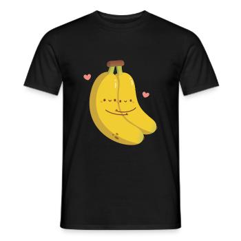 Mignon étreignant les bananes en amour, bananes pour vous - T-shirt homme - noir - Devant - AI Model Male 178 light (178cm)
