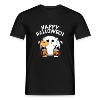 HUNDE - MOND - HAPPY HALLOWEEN - HUND - TIERE - Männer T-Shirt - Schwarz - Vorne - AI Model Male 178 light (178cm)