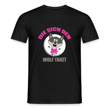 TANZEN - WOLF - MOND - DIE SICH DEN WOLF TANZT - Männer T-Shirt - Schwarz - Vorne - AI Model Male 178 light (178cm)