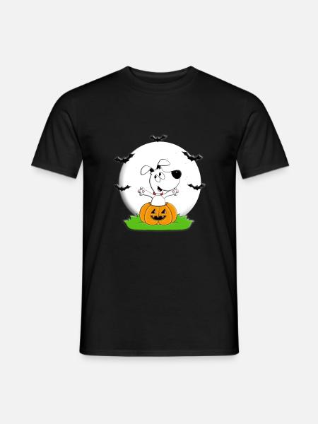 HUND - MOND - KÜRBIS - FLEDERMÄUSE - HALLOWEEN - Männer T-Shirt - Schwarz