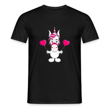 LIEBE - EINHORN - HERZEN - LUFTBALLONS - LOVE - Männer T-Shirt - Schwarz - Vorne - AI Model Male 178 light (178cm)