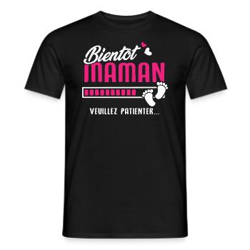 bientôt maman veuillez patienter - T-shirt homme - noir - Devant - AI Model Male 178 light (178cm)