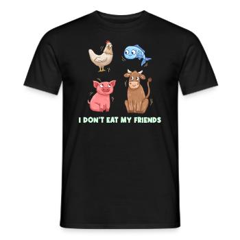 Fisch Huhn Schwein Freunde Design für Veganer - Männer T-Shirt - Schwarz - Vorne - AI Model Male 178 light (178cm)