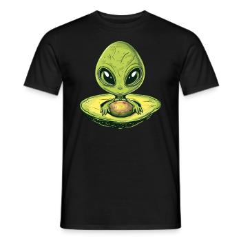 Cooler Alien Avocado mit Sonnenbrille & UFO Design - Männer T-Shirt - Schwarz - Vorne - AI Model Male 178 light (178cm)