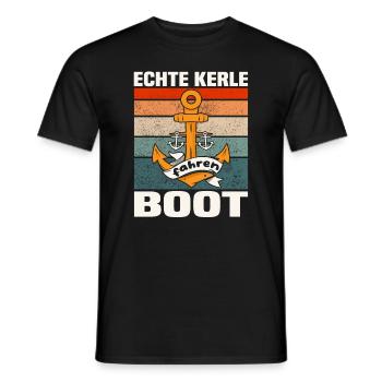 Real Guys Driving Boat Boat Owner Captain - Men's T-Shirt - black - Front - AI Model Male 178 light (178cm)