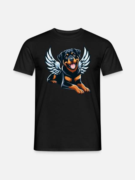 Süßer Rottweiler Engel Comic-Stil - Männer T-Shirt - Schwarz