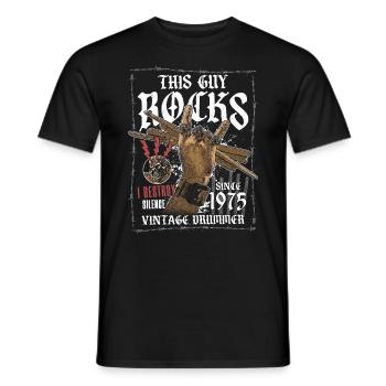 1975 Vintage Drums Drummer Anniversaire - T-shirt homme - noir - Devant - AI Model Male 178 light (178cm)