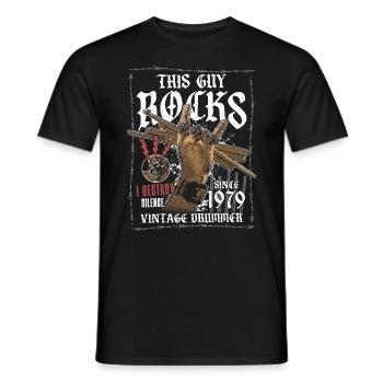 1979 Vintage Drum Drummer Anniversaire - T-shirt homme - noir - Devant - AI Model Male 178 light (178cm)