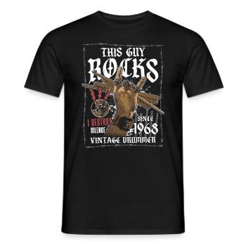 1968 Vintage Drum Drummer Anniversaire - T-shirt homme - noir - Devant - AI Model Male 178 light (178cm)