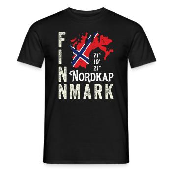 Norway Norway Norge Coordinates Finnmark North Cape - Men's T-Shirt - black - Front - AI Model Male 178 light (178cm)