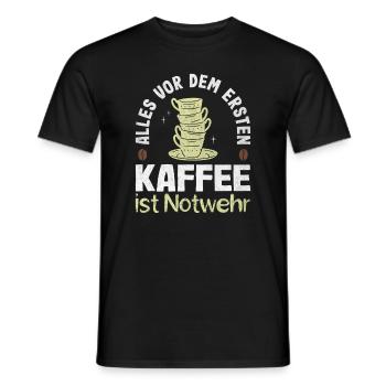 Everything before the first coffee is self-defense coffee - Men's T-Shirt - black - Front - AI Model Male 178 light (178cm)