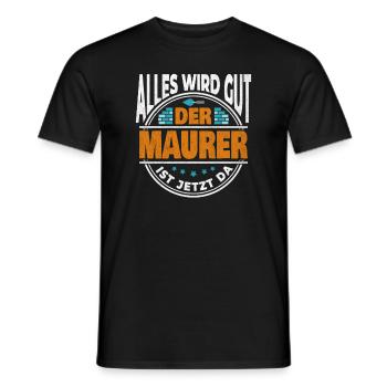 Tout va bien se passer, le maçon est là ! Maître Maçon - T-shirt homme - noir - Devant - AI Model Male 178 light (178cm)