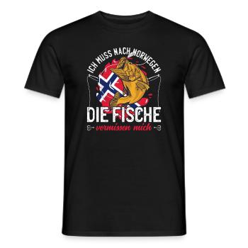 Je dois aller à Norvège Norvège Scandinavie Angler - T-shirt homme - noir - Devant - AI Model Male 178 light (178cm)