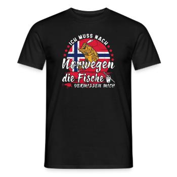 Je dois aller à Norvège Norvège Scandinavie Angler - T-shirt homme - noir - Devant - AI Model Male 178 light (178cm)