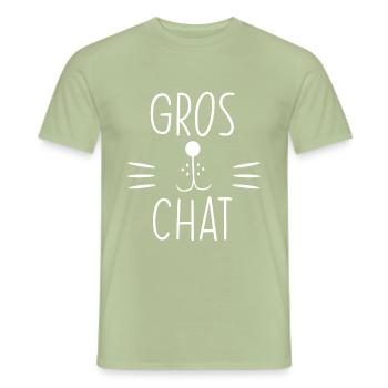Big love cat - Men's T-Shirt - sage - Front - AI Model Male 178 light (178cm)