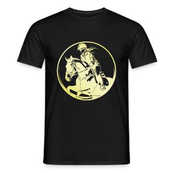 Cheval de selle femme - T-shirt homme - noir - Devant - AI Model Male 178 light (178cm)