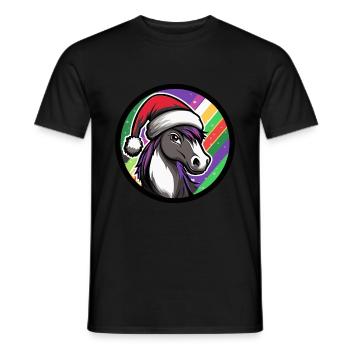Horse Christmas X-Mas - Men's T-Shirt - black - Front - AI Model Male 178 light (178cm)