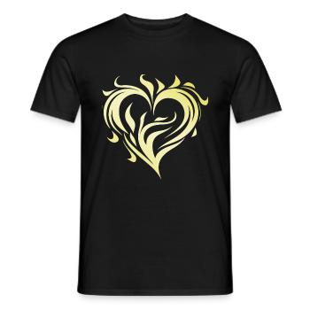 Herz Gold Flamme - Männer T-Shirt - Schwarz - Vorne - AI Model Male 178 light (178cm)