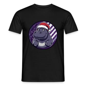 Nilpferd Weihnachten X-Mas - Männer T-Shirt - Schwarz - Vorne - AI Model Male 178 light (178cm)