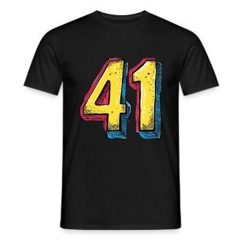 41 Zahl Bunt - Männer T-Shirt - Schwarz - Vorne - AI Model Male 178 light (178cm)