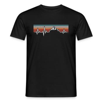 HEARTBEAT MOUNTAINS ECG HIKERS MOUNTAINEERS HIKING - Men's T-Shirt - black - Front - AI Model Male 178 light (178cm)