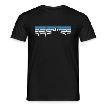 HEARTBEAT, MOUNTAINS, ECG, MOUNTAINEER, WINTER SPORTS - Men's T-Shirt - black - Front - AI Model Male 178 light (178cm)