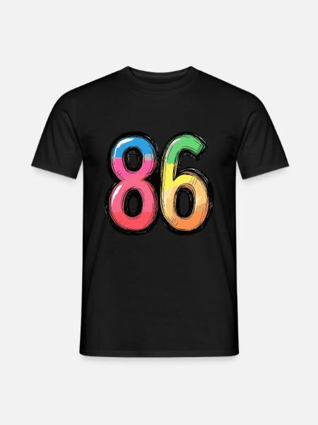 86 Zahl Bunt - Männer T-Shirt - Schwarz