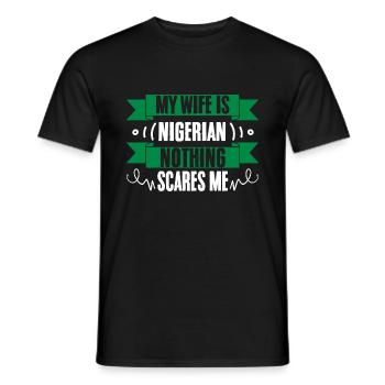 C’est drôle ma femme est nigériane rien ne me fait peur - T-shirt homme - noir - Devant - AI Model Male 178 light (178cm)