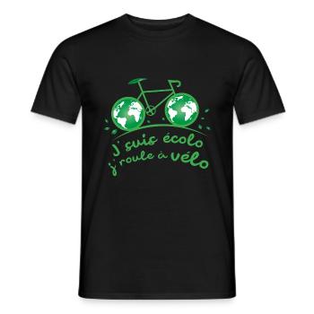 Je suis écolo, je roule à vélo ! - T-shirt homme - noir - Devant - AI Model Male 178 light (178cm)