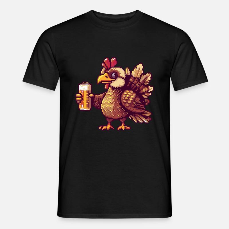 Truthahn Pixel Bier - Männer T-Shirt - Schwarz