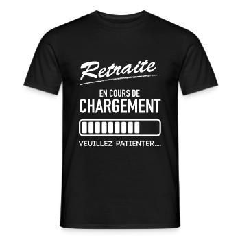 Retraite en cours de téléchargement - T-shirt homme - noir - Devant - AI Model Male 178 light (178cm)