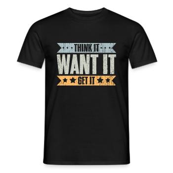 Think It Want It Get It Vintage Life Manifesting - Men's T-Shirt - black - Front - AI Model Male 178 light (178cm)