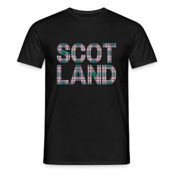 Schottland Tartan Schriftzug Dudelsack Highlands - Männer T-Shirt - Schwarz - Vorne - AI Model Male 178 light (178cm)