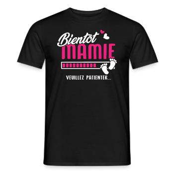 bientôt Mamie veuillez patienter - T-shirt homme - noir - Devant - AI Model Male 178 light (178cm)