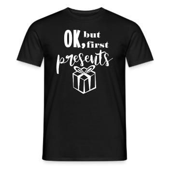 First presents gifts xmas saying Christmas - Men's T-Shirt - black - Front - AI Model Male 178 light (178cm)
