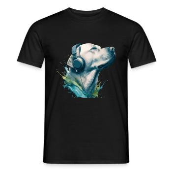 Labrador Retriever Dog Music Headphones Labbi Wau - Men's T-Shirt - black - Front - AI Model Male 178 light (178cm)