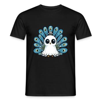 Peacock Bird Halloween Comic Ghost - Men's T-Shirt - black - Front - AI Model Male 178 light (178cm)