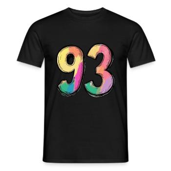 93 Numéro Coloré - T-shirt homme - noir - Devant - AI Model Male 178 light (178cm)