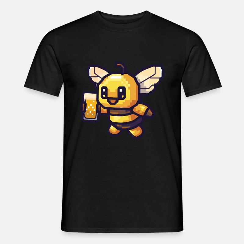 Biene Pixel Bier - Männer T-Shirt - Schwarz