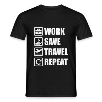 WORK SAVE TRAVEL REPEAT - Männer T-Shirt - Schwarz - Vorne - AI Model Male 178 light (178cm)