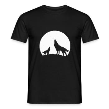 WÖLFE - WOLF - MOND - MONDSCHEIN - TIER - TIERE - Männer T-Shirt - Schwarz - Vorne - AI Model Male 178 light (178cm)