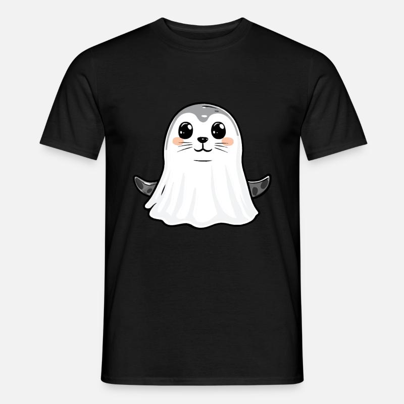 Robbe Tier Halloween Comic Geist - Männer T-Shirt - Schwarz