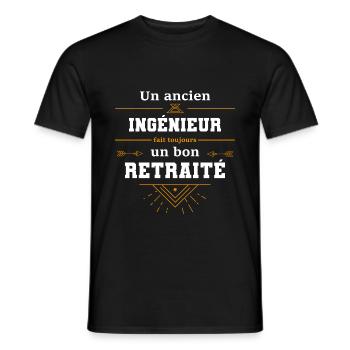 Un ancien ingénieur fait toujours un bon retraité - T-shirt homme - noir - Devant - AI Model Male 178 light (178cm)