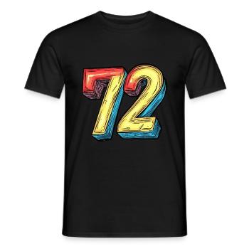 72 Zahl Bunt - Männer T-Shirt - Schwarz - Vorne - AI Model Male 178 light (178cm)